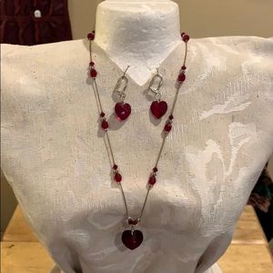 HP Red heart necklace and earri…